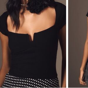 Reformation Black Ribbed Cap Sleeve crop top XS Emely